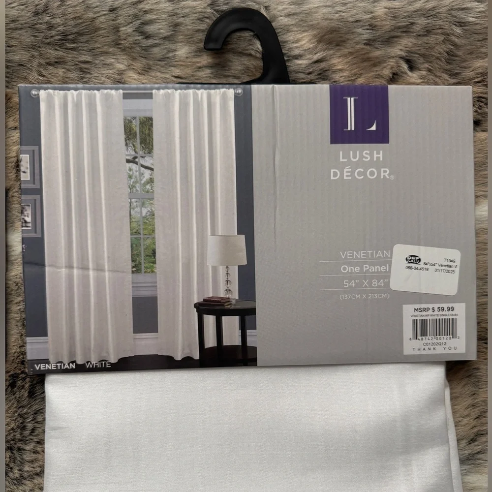 NWT Lush Decor Venetian Curtain White Window Panel for 84” x 54”, White 2 PACK